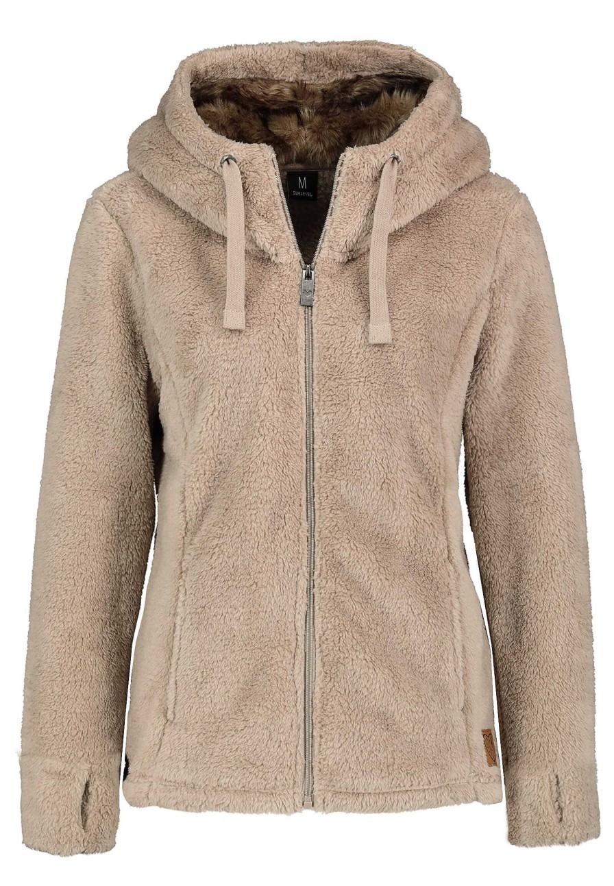 Women SUBLEVEL Jackets | Women'S Fleece Jacket With Faux Fur Light Brown