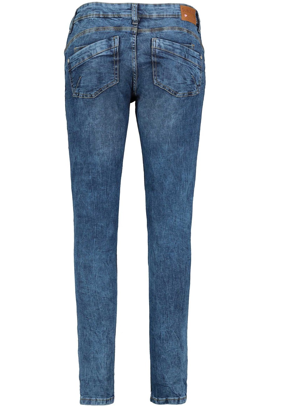 Women SUBLEVEL Pants | Skinny Fit Jeans With A Button Placket Middle Blue