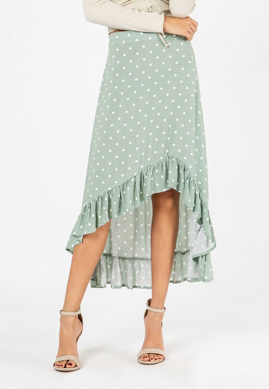 Women SUBLEVEL Dresses | Asymmetrical Skirt With Flounces Light Green