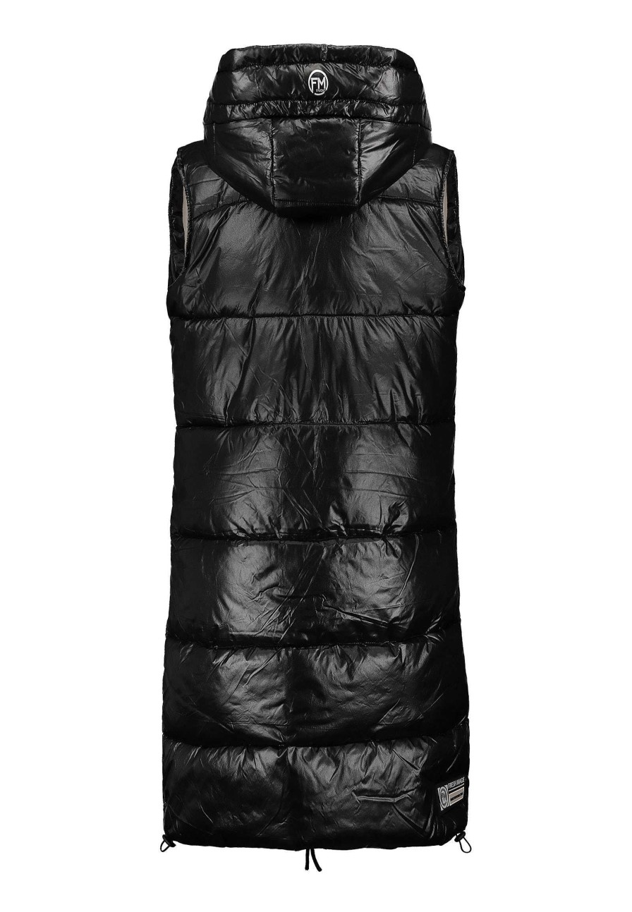 Women SUBLEVEL Popular | Long Winter Quilted Vest Black