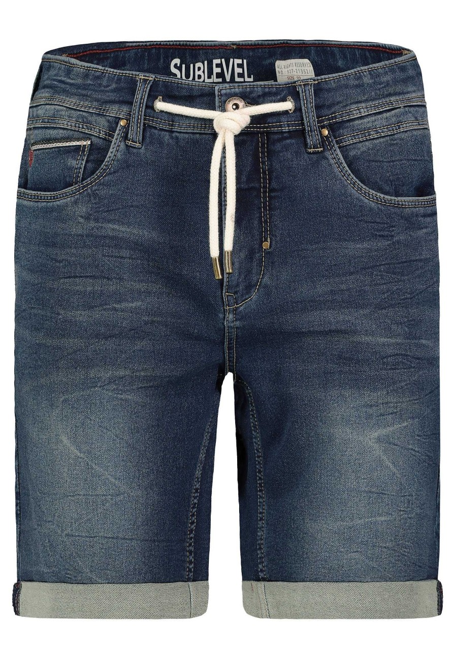 Men SUBLEVEL Shorts | Denim Bermuda Shorts Dark Blue