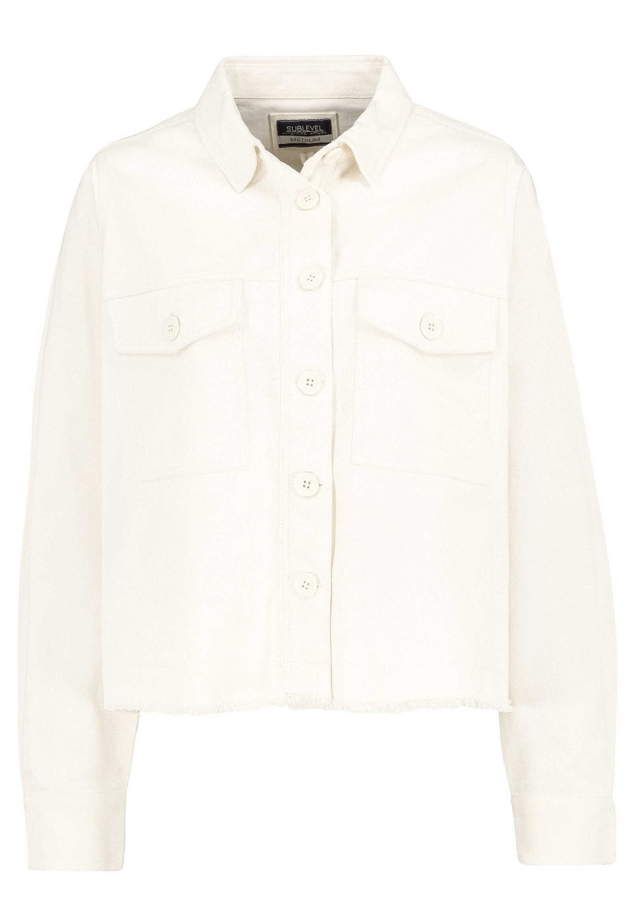 Women SUBLEVEL Jackets | Twill Short Jacket White