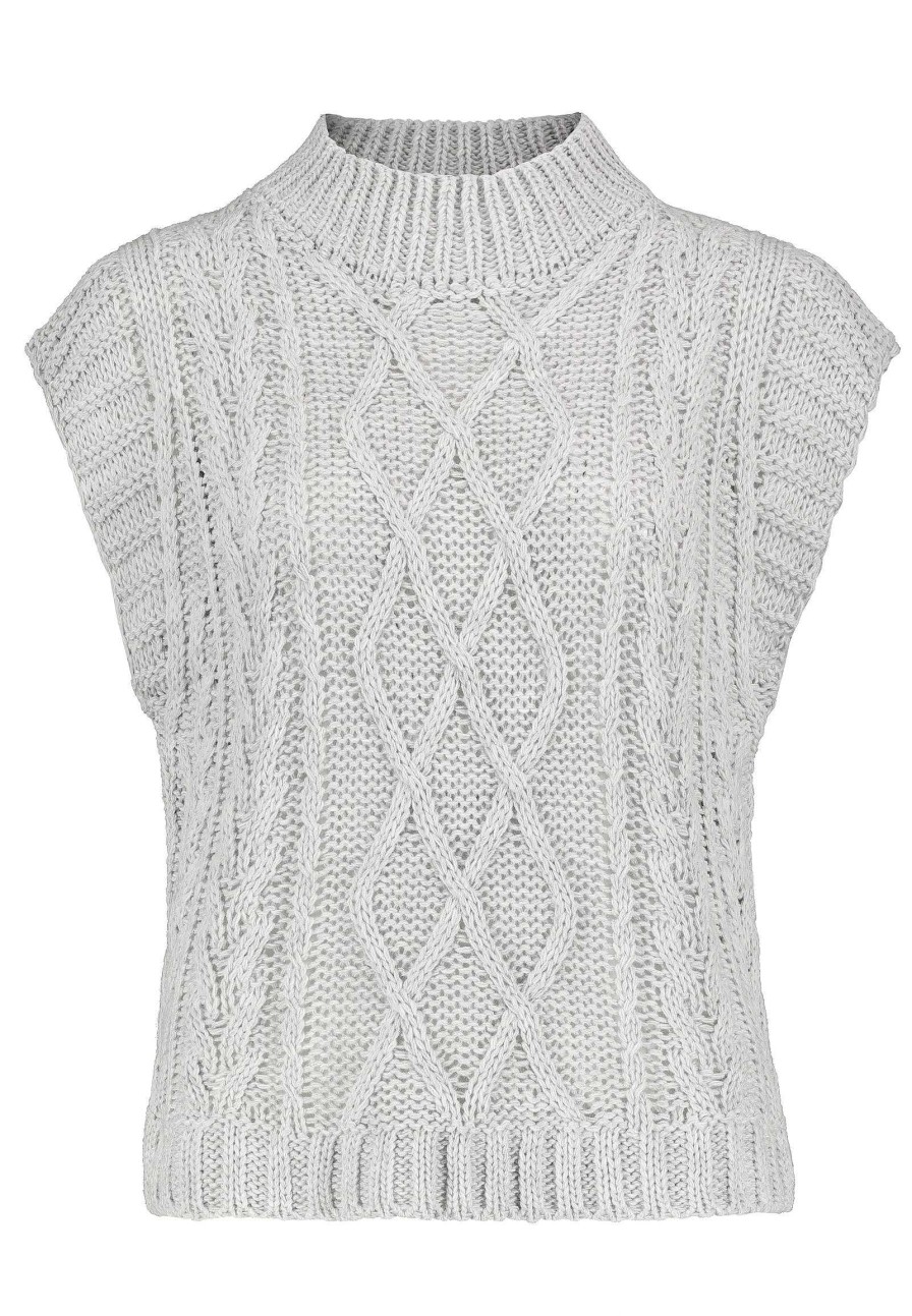 Women SUBLEVEL Pullover | Knitted Sweater Vest Light Grey