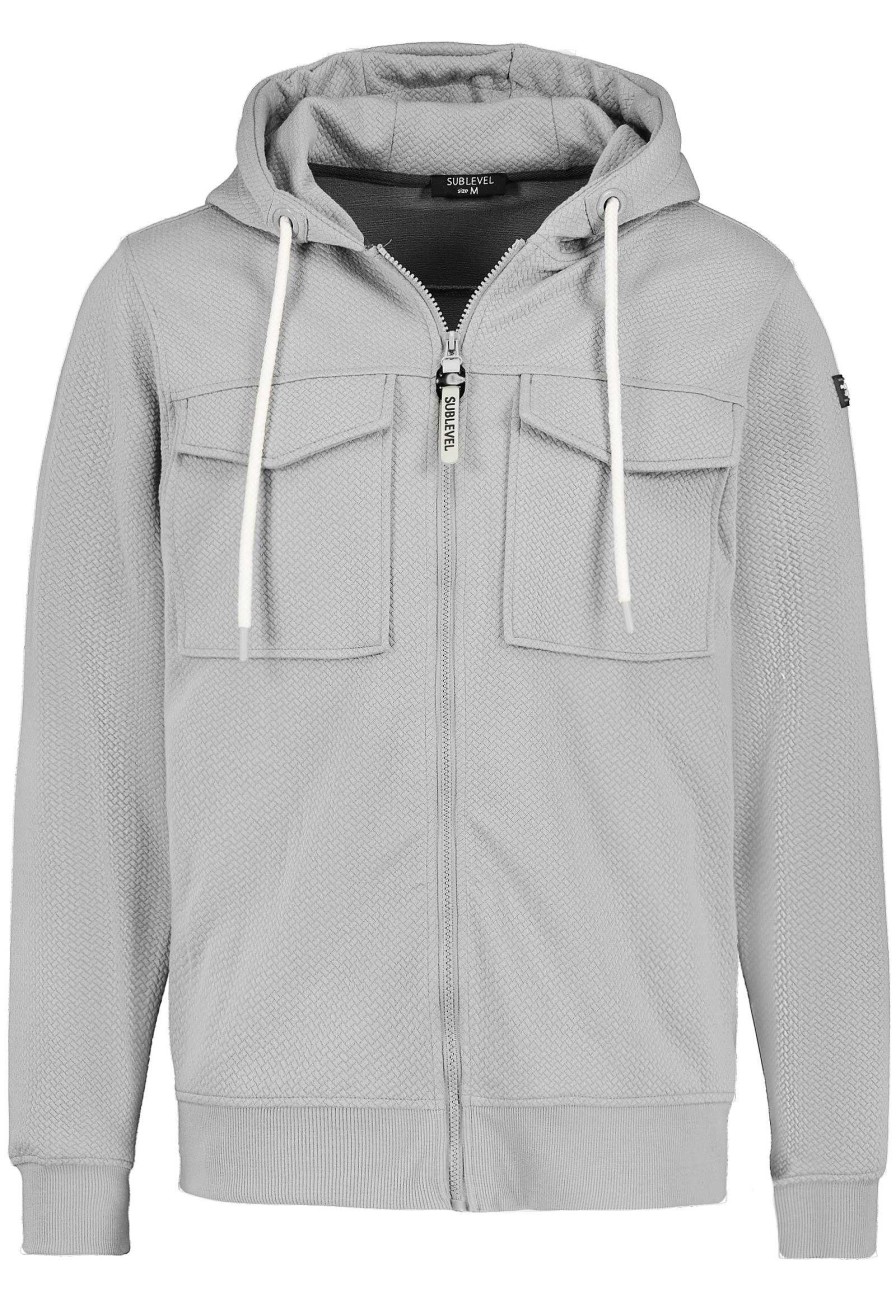 Men SUBLEVEL Pullover | Sweat Jacket In A Utility Look Light Grey