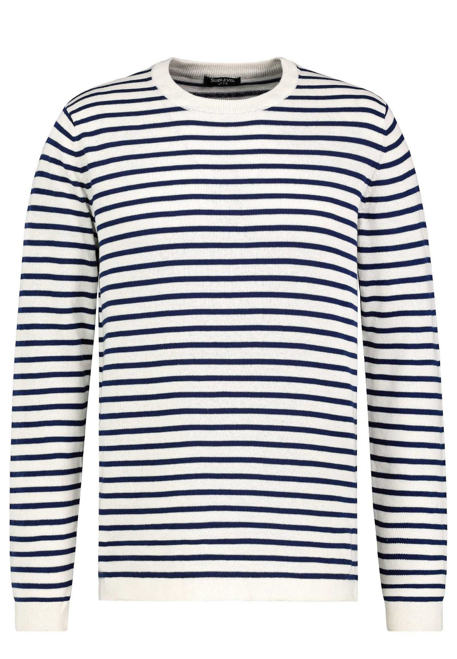 Men SUBLEVEL Popular | Stripe Sweater Dark Blue