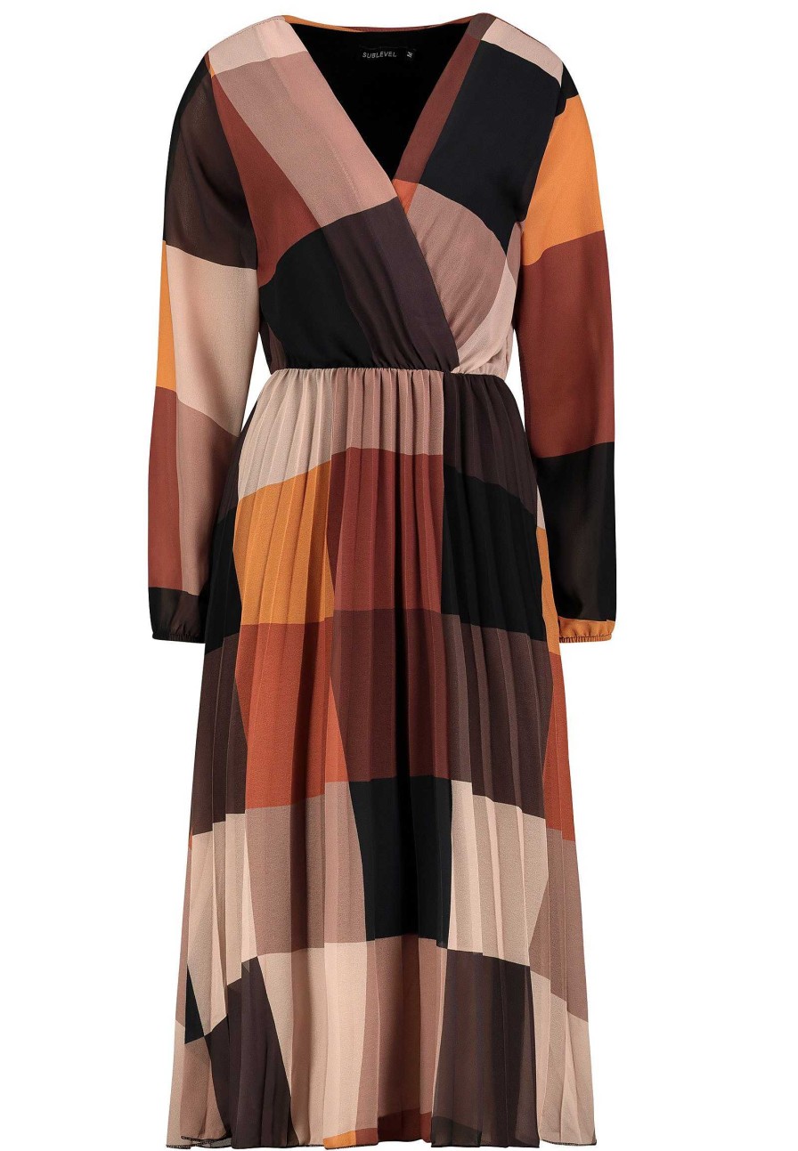 Women SUBLEVEL Dresses | Midi Dress With Pattern Brown