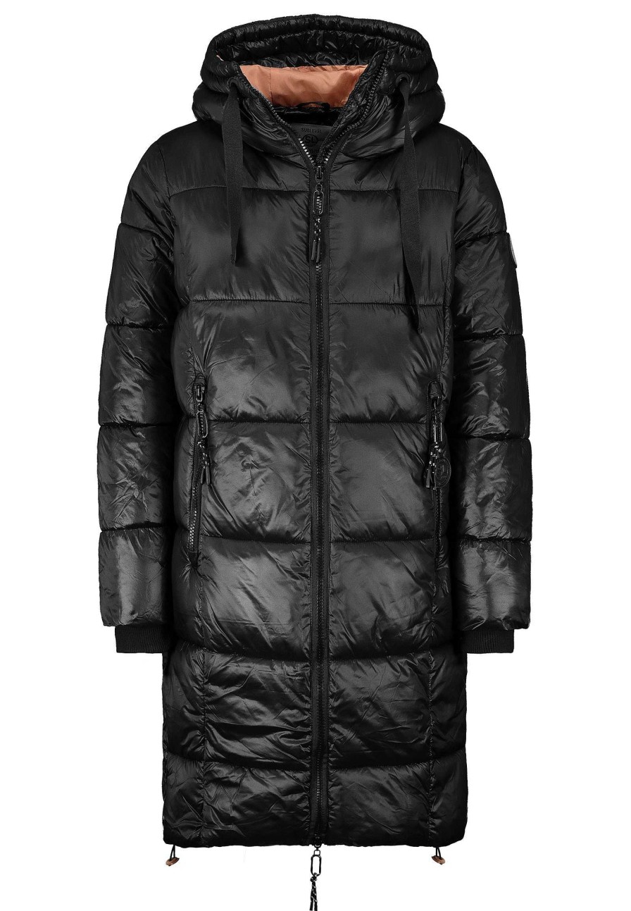 Women SUBLEVEL Popular | Winter Quilted Coat With Hood Black