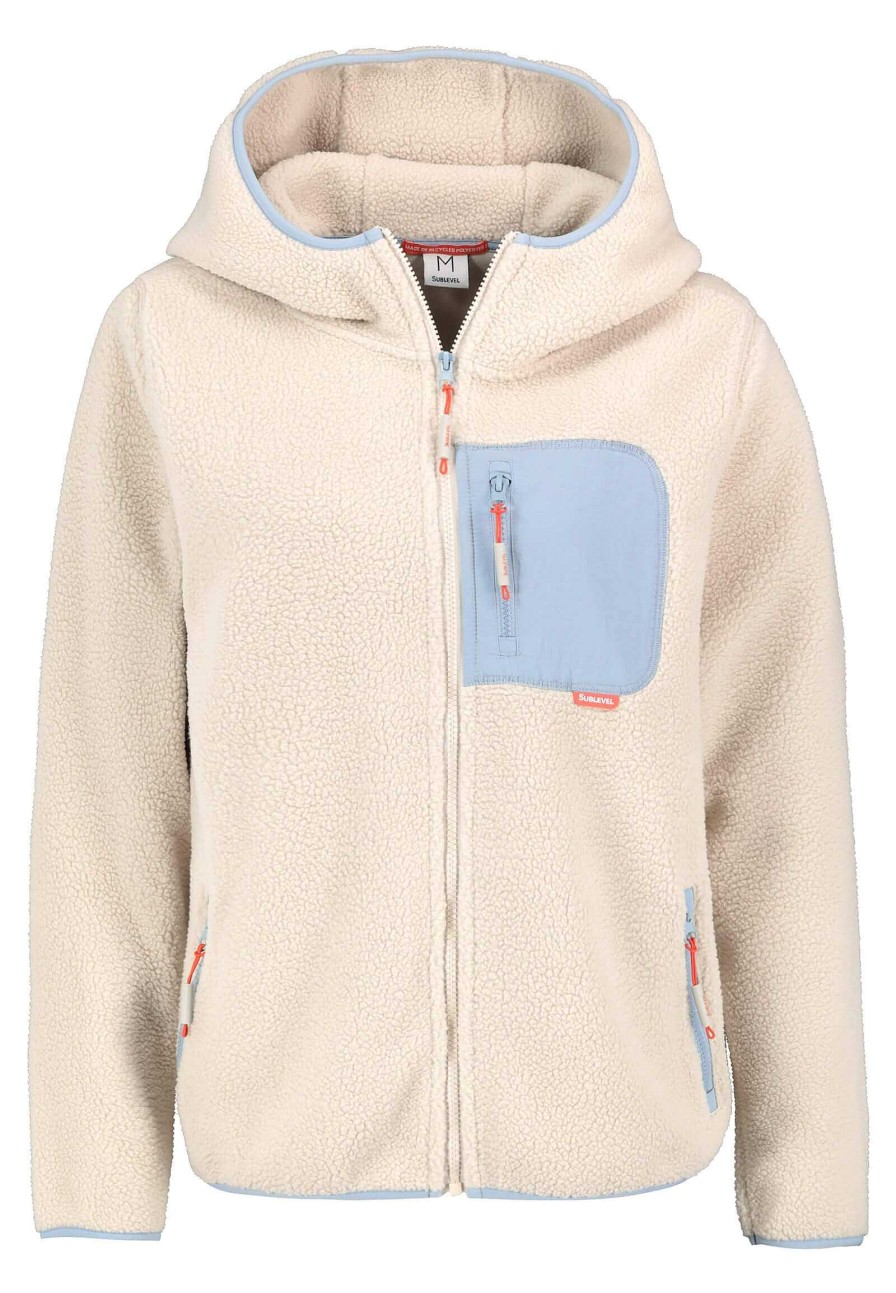 Women SUBLEVEL Popular | Women'S Fleece Jacket With Chest Pocket Light Beige