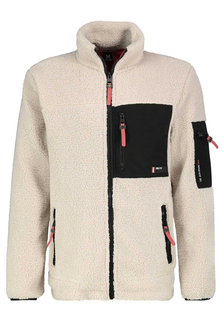 Men SUBLEVEL Jackets | Teddy Fleece Jacket With Chest Pocket Light Beige