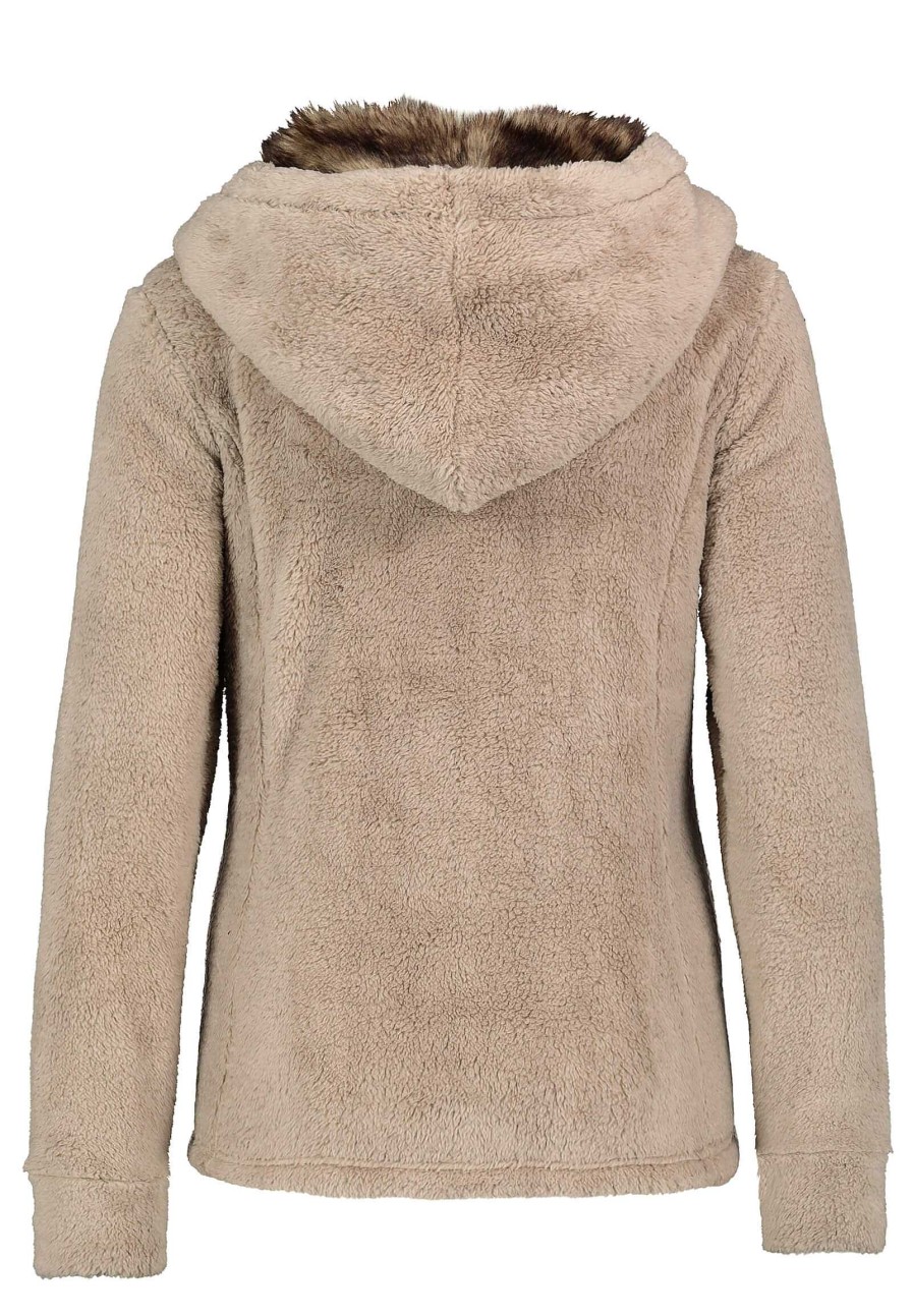 Women SUBLEVEL Jackets | Women'S Fleece Jacket With Faux Fur Light Brown