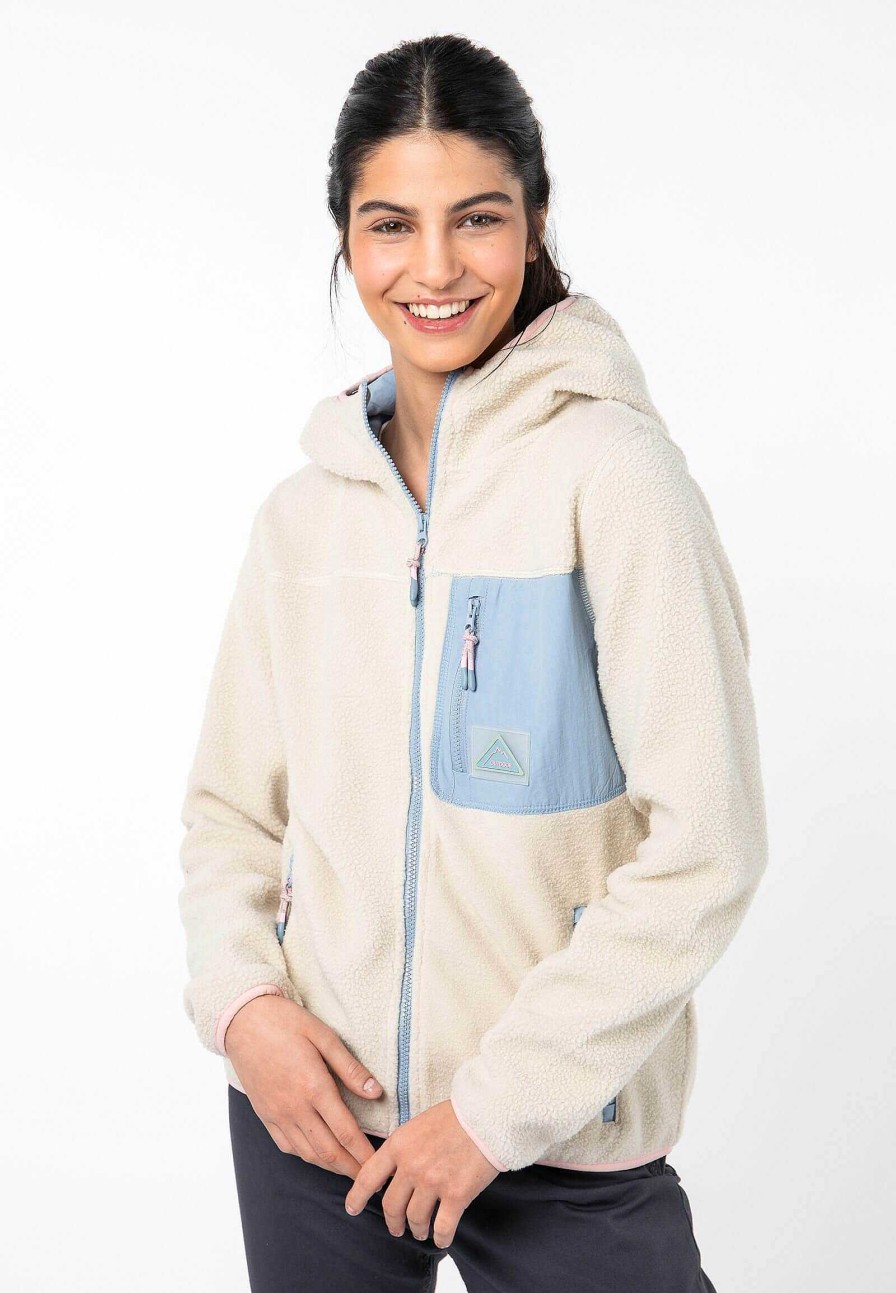 Women SUBLEVEL Popular | Teddy Fleece Jacket With Patch Chest Pocket Light Beige