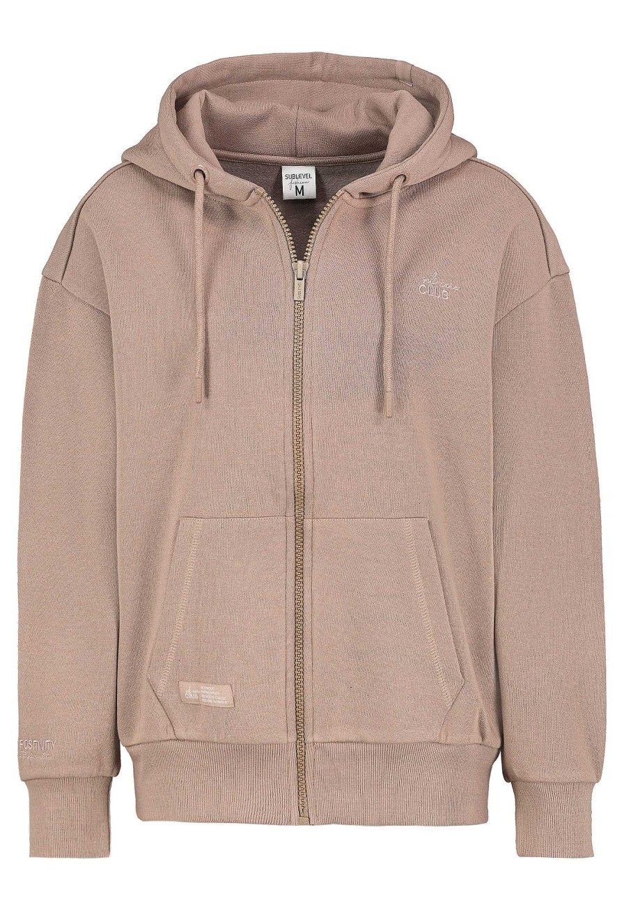 Women SUBLEVEL Popular | Women'S Basic Sweat Jacket Light Brown