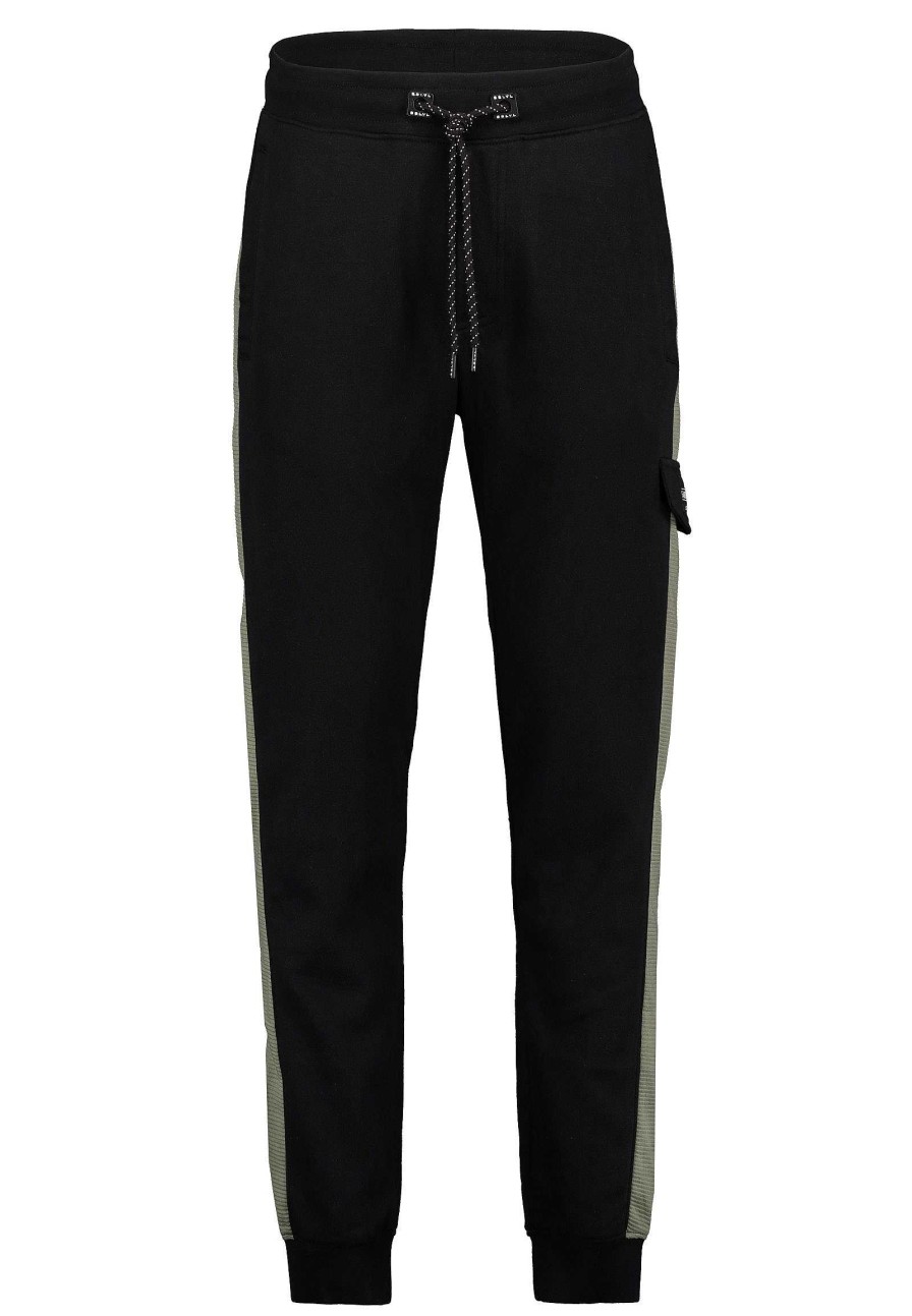 Men SUBLEVEL Pants | Sweatpants With Contrasting Inserts Black