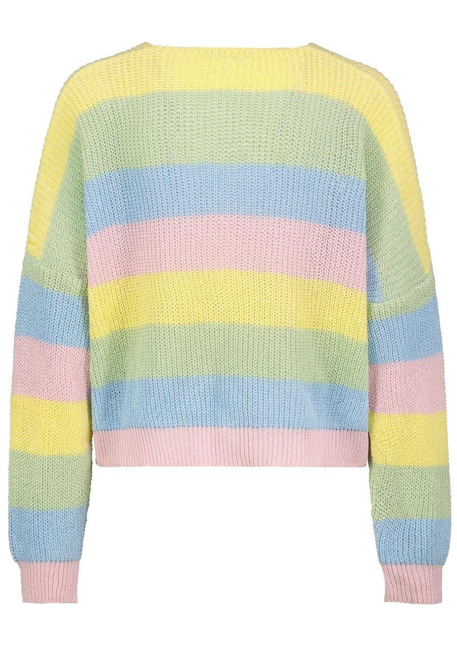 Women SUBLEVEL Pullover | Cardigan With Block Stripes Multicolored