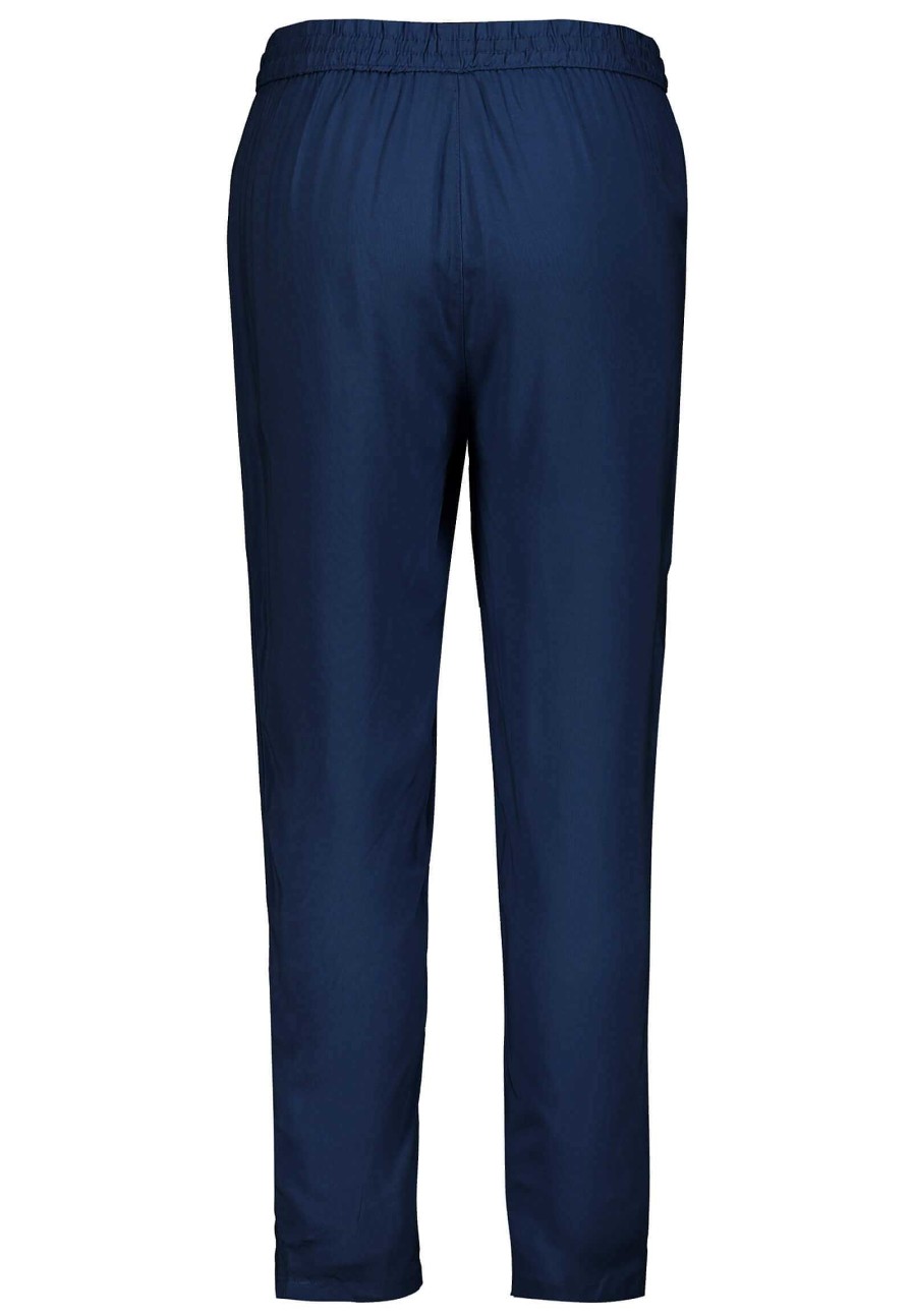 Women SUBLEVEL Pants | Lightweight Fabric Trousers With A Tie Belt Dark Blue