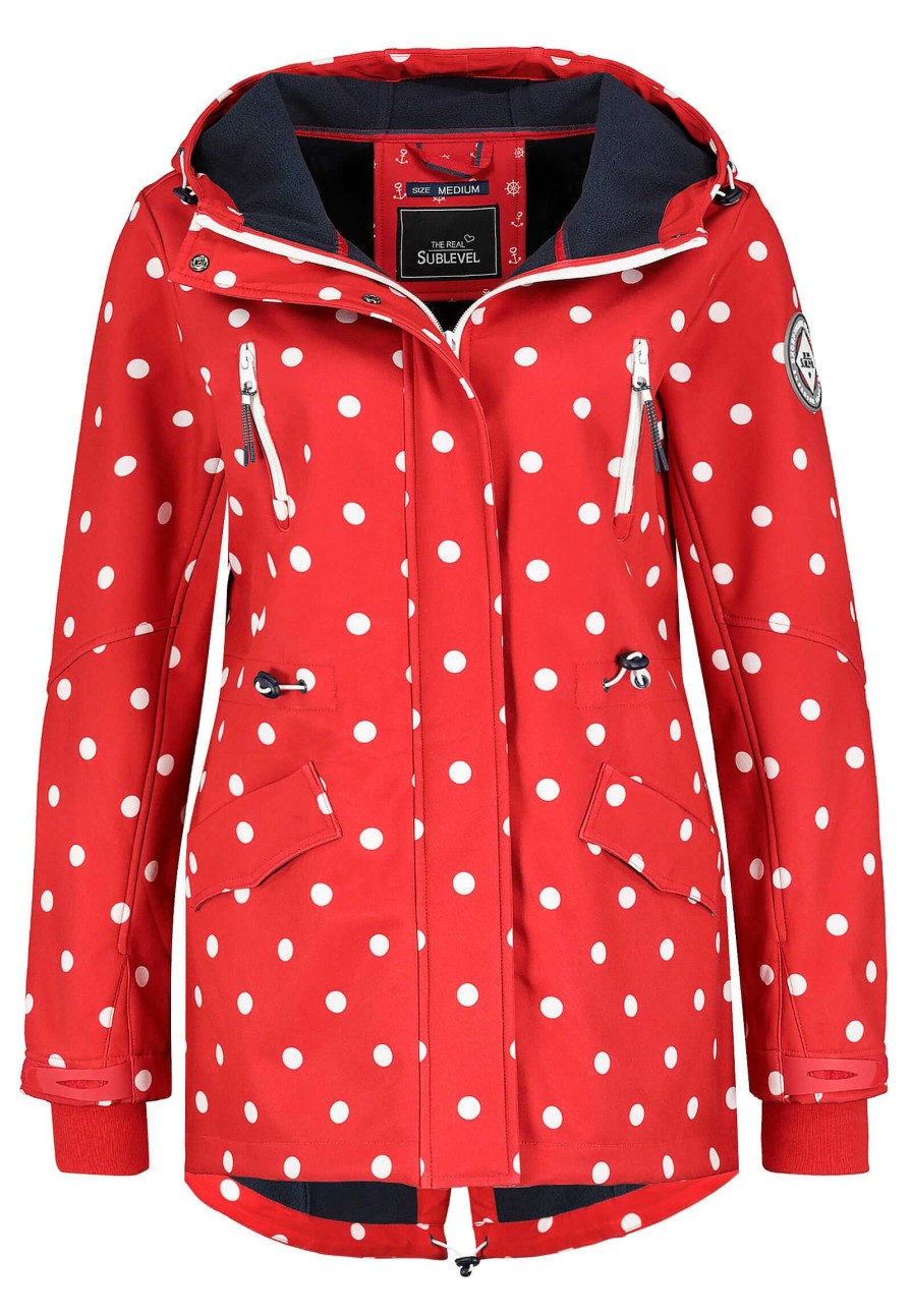 Women SUBLEVEL Jackets | Softshell Jacket With All-Over Print Red White