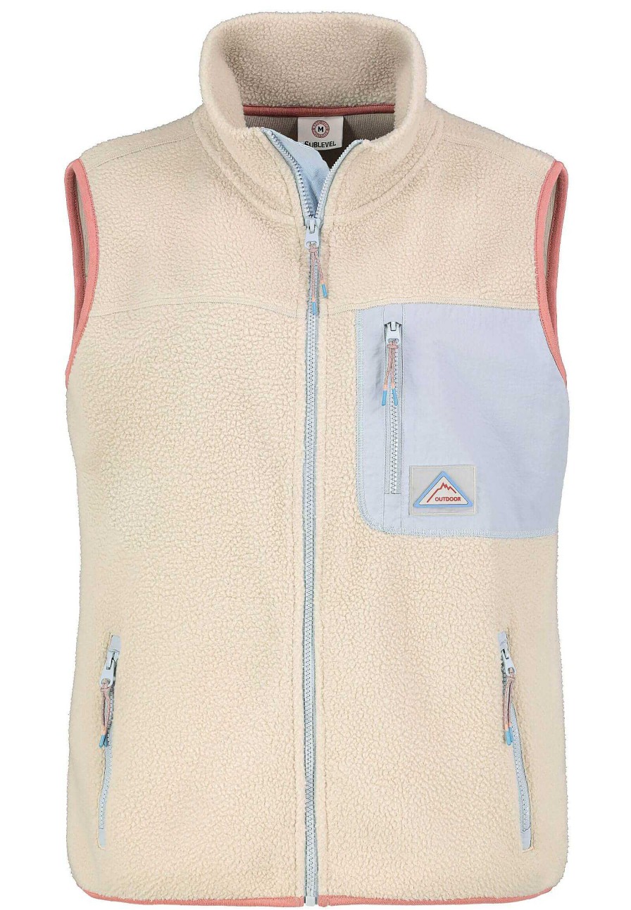 Women SUBLEVEL Popular | Fleece Vest With Chest Pocket Light Beige